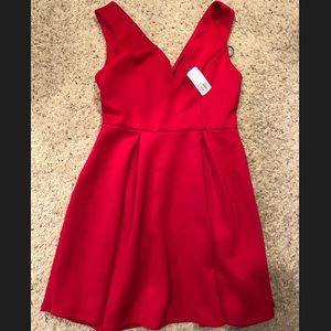 Large pleated low cut red forever21 dress